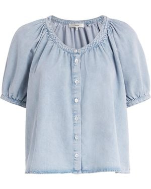 FRAME Denim Scoop-Neck Blouse - Blue