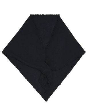 Allude Cashmere Lettuce-Hem Wrap - Black