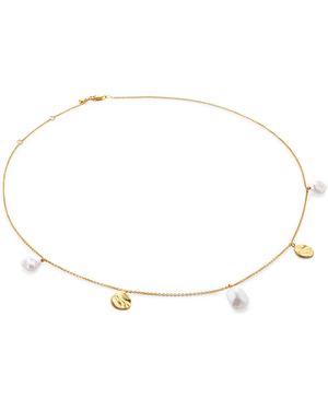Monica Vinader Vermeil And Pearl Capri Necklace - Natural