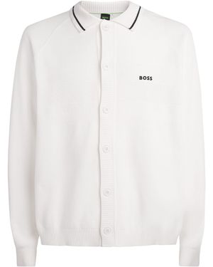 BOSS Cotton Logo Cardigan - White