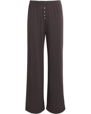 Leset Cotton Pointelle Lounge Pants - Gray