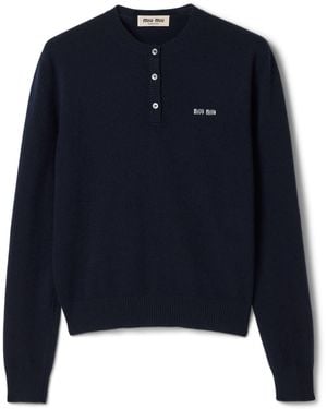 Miu Miu Cashmere Logo Jumper - Blue