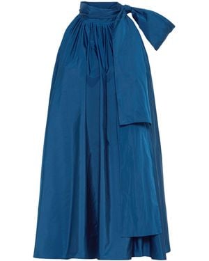 Max Mara Satin Scarf Neck Mini Dress - Blue