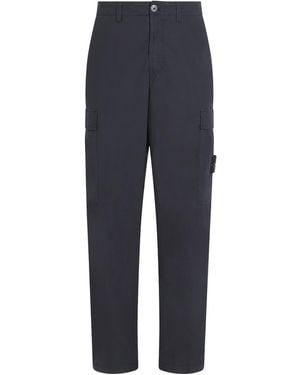 Stone Island Stretch-Cotton Straight Cargo Trousers - Blue