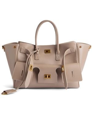 Balenciaga Small Leather Bel Air Tote Bag - Brown