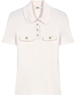 Maje Ribbed Polo Shirt - White