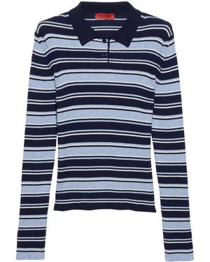 MAX&Co. Rib-Knit Stripe Polo Jumper - Blue