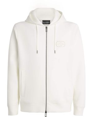 Emporio Armani Cotton-Blend Logo Hoodie - White