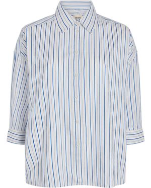 ME+EM Cotton-Blend Voile Stripe Shirt - Blue