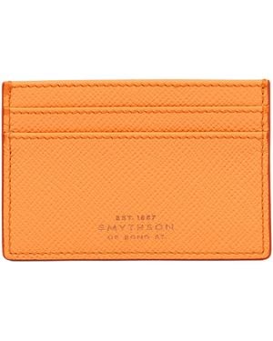 Smythson Calfskin Panama Card Holder - Orange