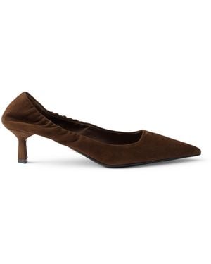 Prada Suede Logo Court Shoes 55 - Brown