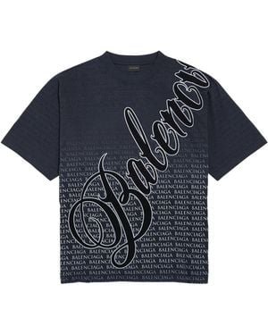 Balenciaga Cotton Logo T-Shirt - Blue