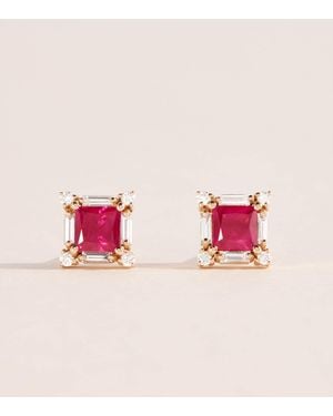 Suzanne Kalan Diamond And Ruby Princess Midi Stud Earrings - Pink