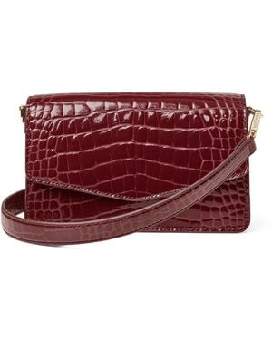 Aspinal of London Leather Croc-Embossed Eliza Clutch Bag - Red