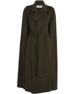 Wolk Morais Cashmere On Set Cape Maxi Coat - Green