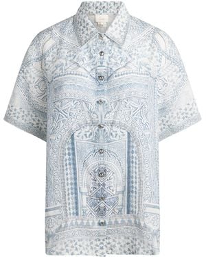 CAMILLA Linen Printed Shirt - Blue