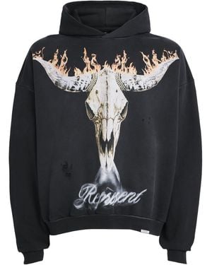 Represent Cotton Flaming Stag Hoodie - Black