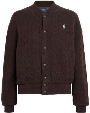 Polo Ralph Lauren Wool-Cashmere Cable-Knit Bomber Jacket - Brown