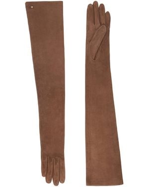 Max Mara Suede Long Gloves - Brown