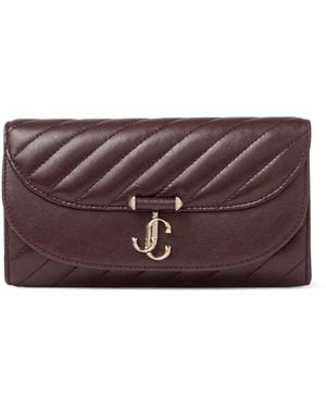 Jimmy Choo Curve Biker Leather Quilted Wallet-On-Chain - Purple