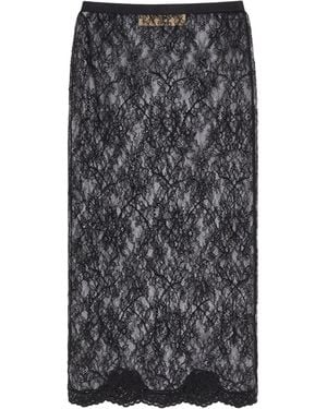 Valentino Lace Midi Pencil Skirt - Gray