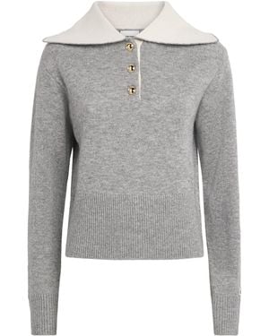 Claudie Pierlot Wool Shawl-Collar Jumper - Grey