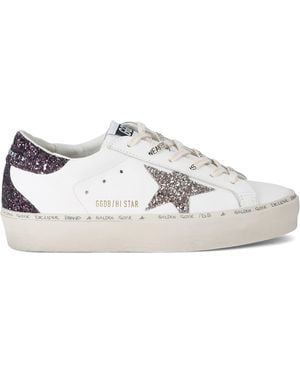 Golden Goose Leather Embellished Hi Star Trainers - White