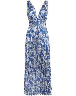 Sandro Floral V-Neck Maxi Dress - Blue