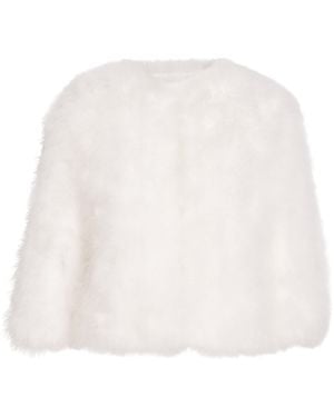 Yves Salomon Feather Cropped Jacket - White