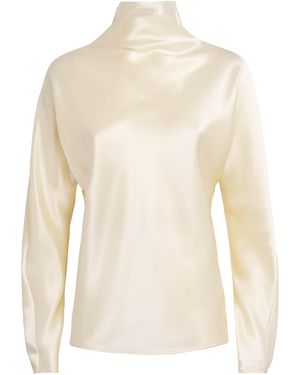 Almada Label Satin High-Neck Maddy Blouse - Natural