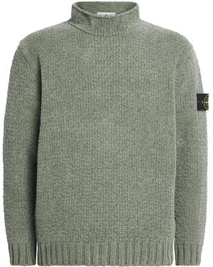 Stone Island Cotton Funnel Neck Jumper - Green