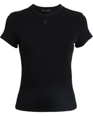 Maje Stretch-Cotton Ribbed T-Shirt - Black
