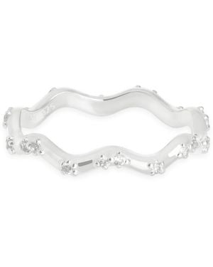 Astrid & Miyu Rhodium-Plated Sterling And Cubic Zirconia Ripple Ring - White