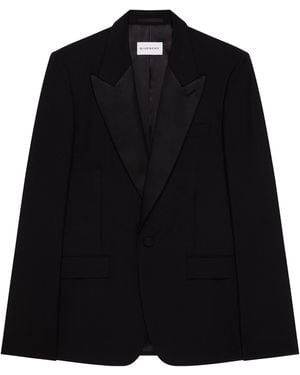 Givenchy Wool-Mohair Satin Lapel Blazer - Black