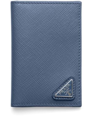 Prada Saffiano Leather Bifold Card Holder - Blue
