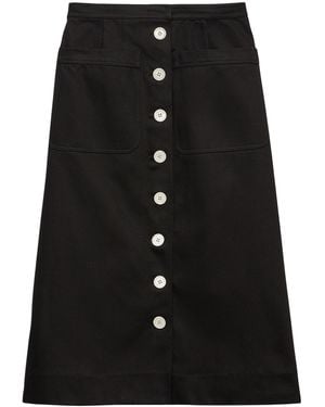 Prada Cotton Drill Midi Skirt - Black
