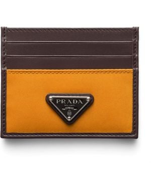 Prada Re-Nylon And Leather Card Holder - Orange