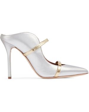 Malone Souliers Metallic Leather Maureen Mules 100 - White