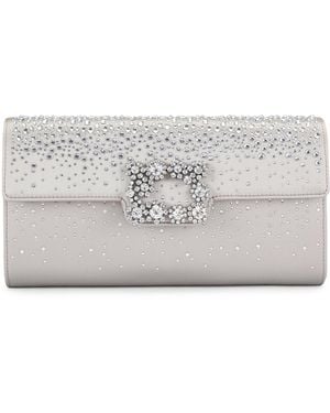Roger Vivier Embellished Efflorescence Envelope Clutch Bag - Gray