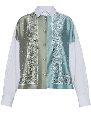 Weekend by Maxmara Satin-Front Bandana Print Shirt - Blue