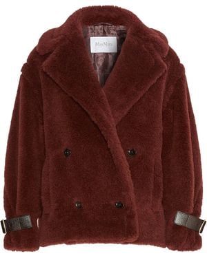 Max Mara Alpaca-Blend Short Teddy Coat - Red