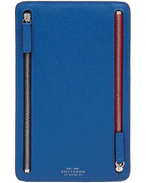 Smythson Panama Leather Multi-Zip Travel Wallet - Blue