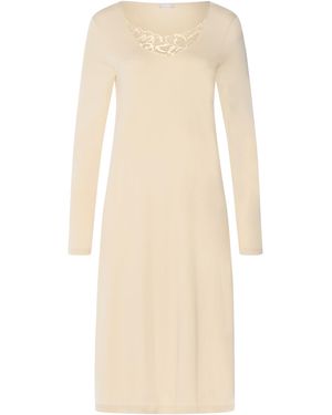 Hanro Cotton Long-Sleeve Belen Nightdress - Natural