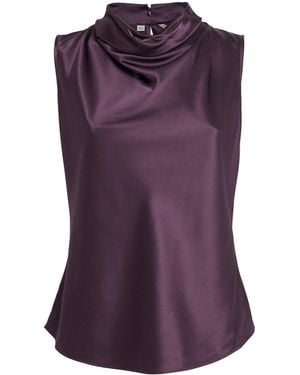 Veronica Beard Silk-Blend Sleeveless Tam Blouse - Purple