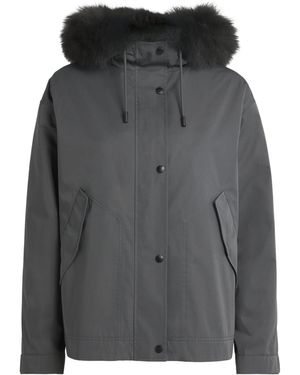 Yves Salomon Waterproof Fur-Trim Parka Coat - Gray