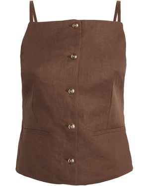 Maje Linen Tank Top - Brown