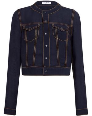 Alaïa Wool-Blend Cropped Jacket - Blue