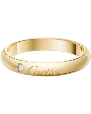 Cartier And Diamond C De Curved Wedding Ring - Metallic