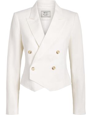 With Nothing Underneath Linen Belgravia Cropped Blazer - White