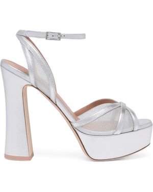 Malone Souliers Metallic Mesh Sylvie Platform Sandals 125 - White